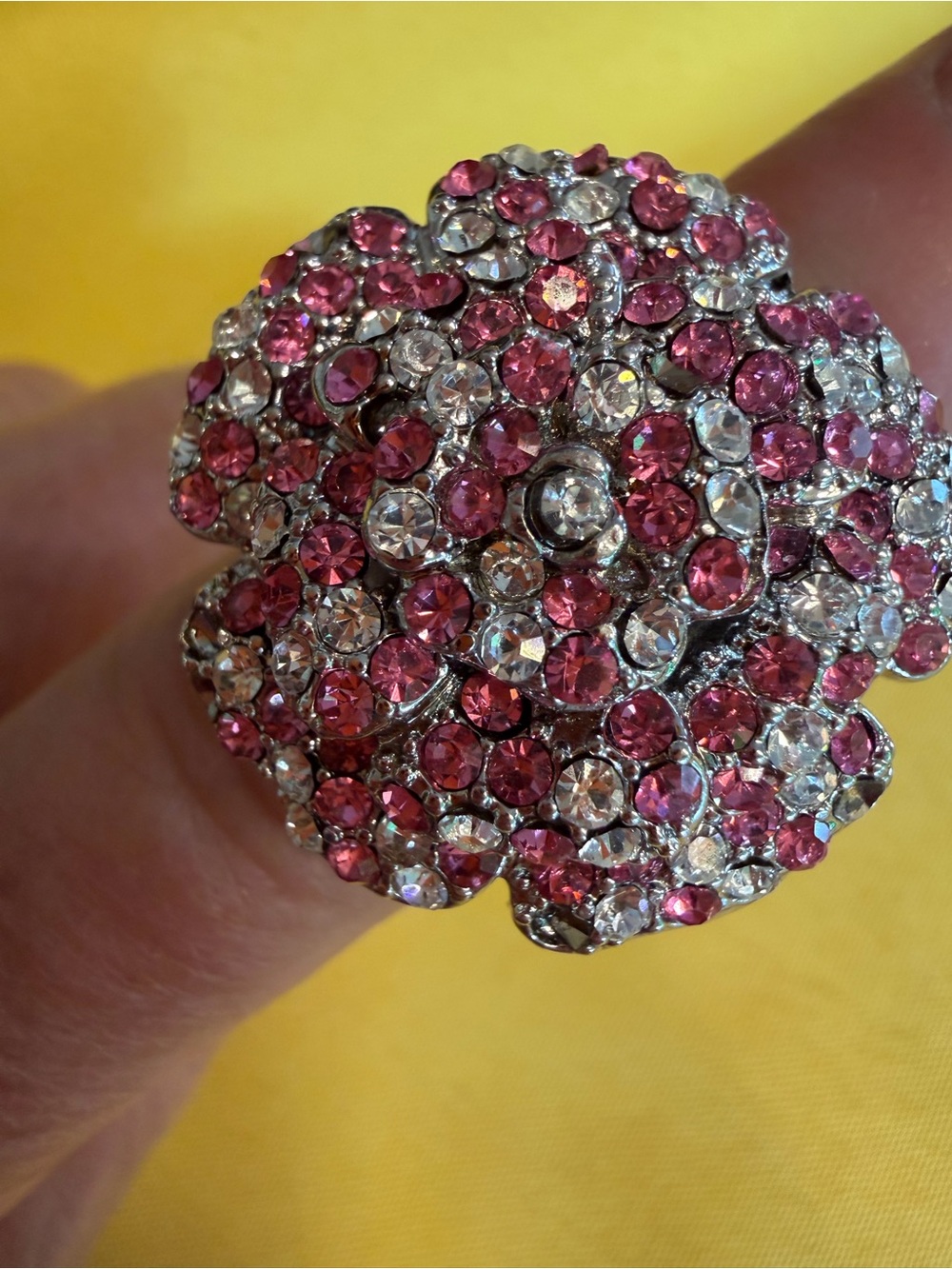 Park Lane Pink & Clear Crystal Flower Ring Size 8